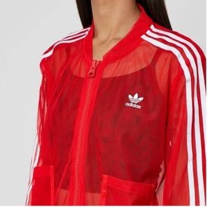 adidas 3 Stripe Red Tulle Jacket